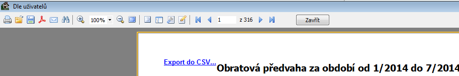 6. Export dat Data vybraná filtrem a načtená do formuláře je možné exportovat do souboru formátu.csv nebo.xml.