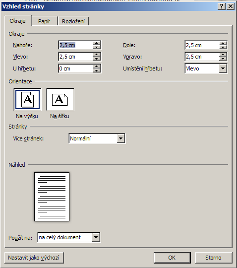 L9 Příprava pro tisk - Vzhled stránky Vzhled stránky se nastavuje karta Rozložení stránky - skupina Vzhled stránky