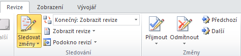 L 13 Různé nástroje Sledování změn Zapnutí sledování : karta Revize Omezit úpravy Sledování změn v zamčeném dokumentu Zobrazení změn Nastavení zobrazení změn Zobrazení pro revize Způsob zvýraznění