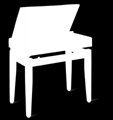 52 x 29 cm Hmotnost: 8,8 kg Koncertní stolička ke klavíru PB85 od 51 do 60 cm 58 x 42 cm Hmotnost: 10,8 kg Klavírní stolička typu Chesterfield PB43 od 51 do 60 cm 58 x 42 cm Hmotnost: 10,8 kg Kovová
