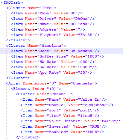 Strana 58 34 je zobrazena část XML souboru, kde je nastavení Digitálního výstupu. Pro nás jsou nejpodstatnější nastavení pod označením Cluster Name Channel. Toto nastavení bude nyní rozebráno.