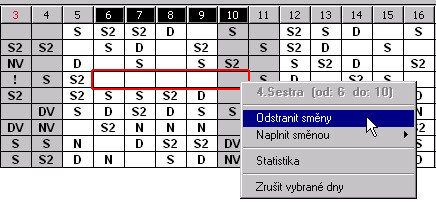 Blokové operace Blokové operace se provádějí na záložce Rozpis a jsou k dispozici z kontextové nabídky po stisku pravého tlačítka myši.