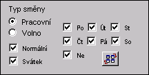 Pro sváteční směnu jsme použili všechny dny v týdnu a zaškrtli pouze tlačítko Svátek. Rozdíl v nastavení vidíme z následujících obrázků.