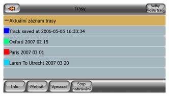 Protokol trasy bude zakreslen na mapě pomocí barvy vedle názvu.