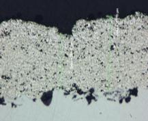 Tvrdost HV 0,3 únavy, nebyla však nalezena žádná spojitost mezi přítomností oxidických fází a trhlin v povlacích Obr. 8.2.3.-8.2.4.