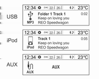 178 Úvod Přehrávač CD/MP3 Přehrávání audio USB/iPod nebo vstup AUX (1) Audio CD (2) Audio CD s textem: (3) MP3/WMA CD Audio disk CD nebo MP3 (WMA), který chcete přehrát, zasuňte potištěnou stranou