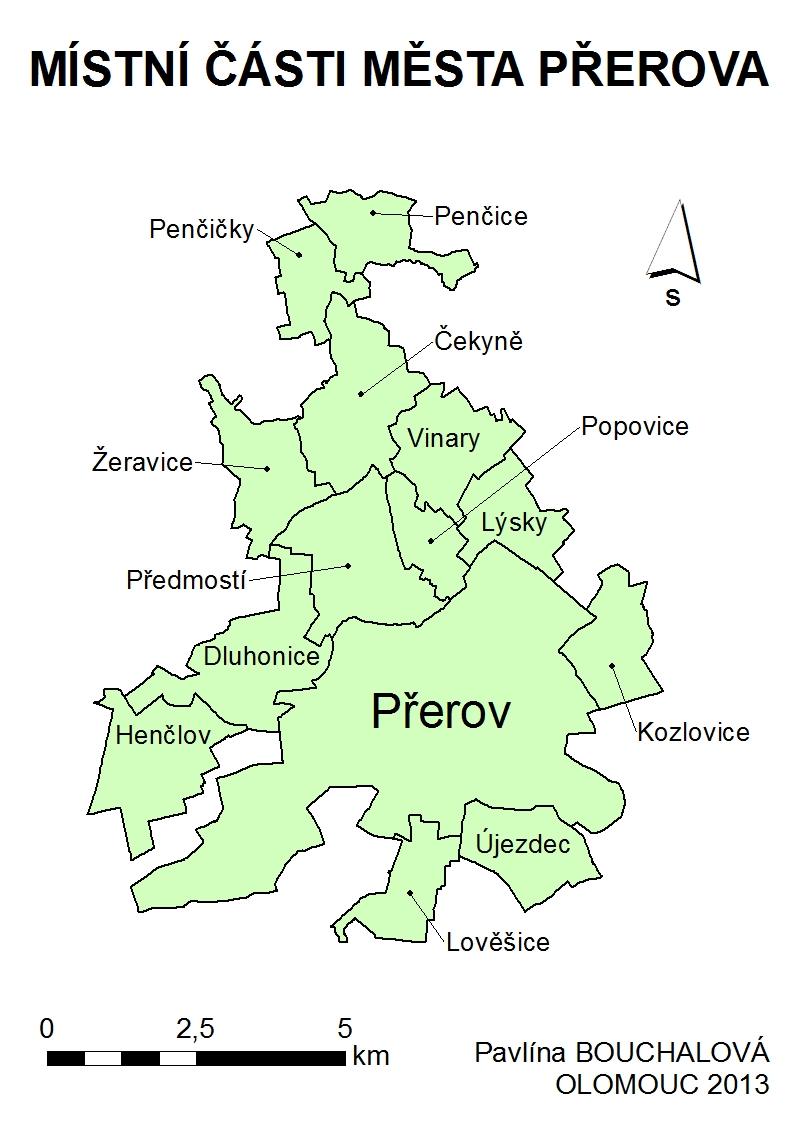 zeměpisné délky. Přerov můţeme označit za společenské, administrativní a kulturní centrum přerovského okresu. Okres Přerov spolu s okresy Jeseník, Šumperk, Olomouc a Prostějov tvoří Olomoucký kraj.