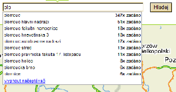 Vyhledávání automatické doplňování