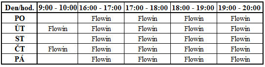 Flowin power (nejtěţší forma) a v budoucnu také Flowin dance, který je novinkou na trhu. Tabulka 18.