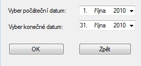 8. Evidence faktur 8.9 zobraz příjem za období 1. Zobraz formulář Vyber Obdobi 2. Uživatel vybere počáteční datum a konečné datum 3.