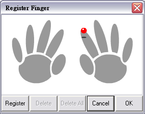 Krok 4: 1 Vyberte volbu "Card + Fingerprint" 2 Klikněte na tlačítko "Fingerprint" Krok 5: 1