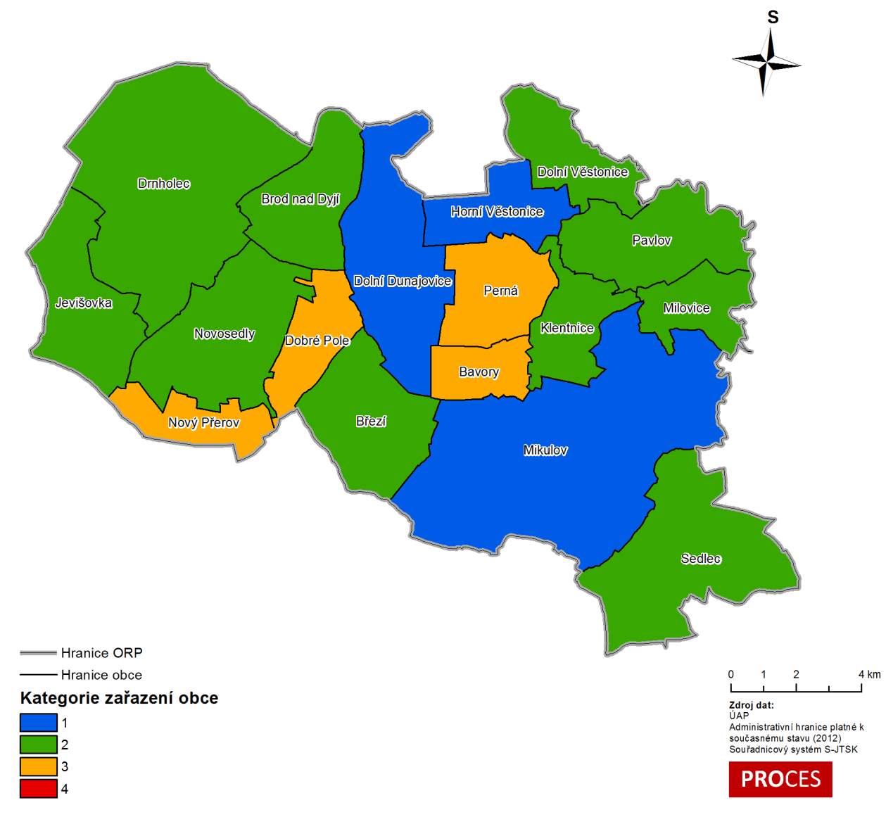 vypracován níže uvedený kartogram. Zdůvodnění je uvedeno vždy při rozboru jednotlivých témat.