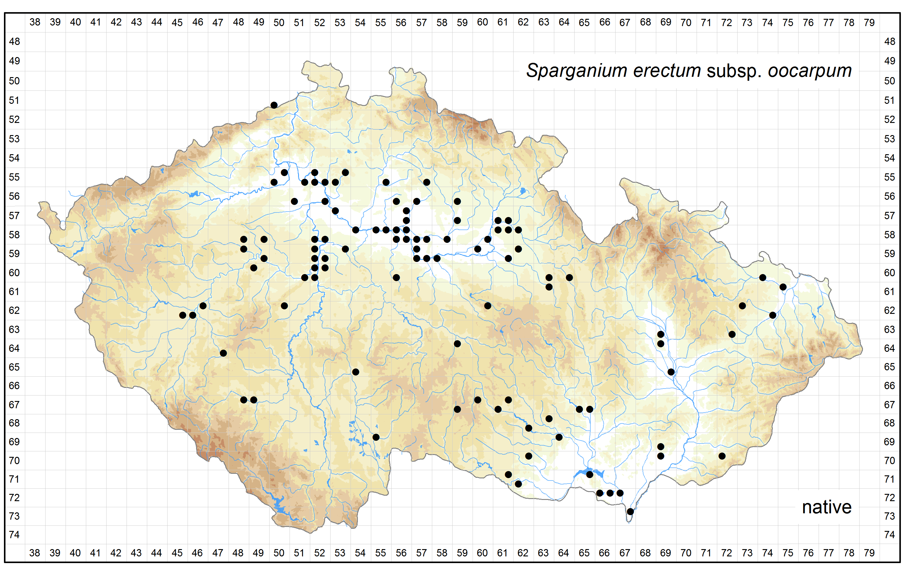 Distribution of Sparganium erectum subsp.