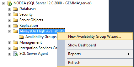 Před nasazením technologie je nutné na instancích SQL Server NodeA a NodeB povolit funkci AlwaysOn Availability Group a přiřadit jej k existujícímu clusteru. Povolení funkce AG je znázorněno na obr.