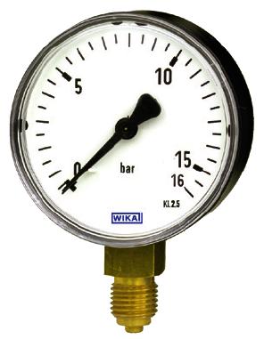 Vyobrazení základních druhů tlakoměrů: ručička Bourdonova trubice (pero) táhlo stupnice převodová mechanika připojení tlaku