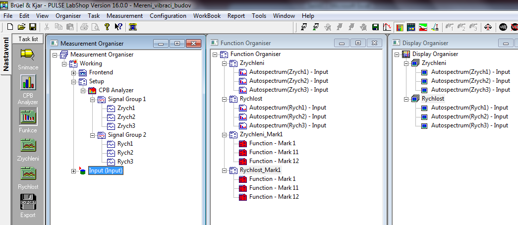 2) V okně CPB Analyzer proveďte nastavení parametrů podle Obr. 5 Obr. 5. Nastavení CPB Analyzátoru. 22) V levém sloupečku Task list klikněte na ikonu Funkce a zkontrolujte nastavení podle Obr.6 Obr.