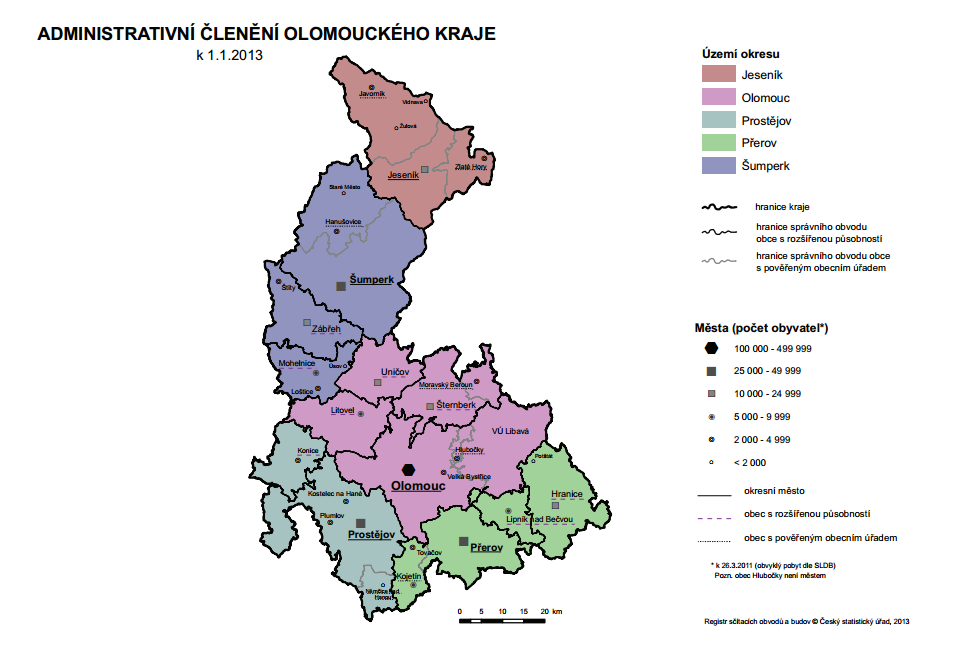 5 LOKALITA V následujících podkapitolách je popsána lokalita, kde se nachází posuzovaná nemovitá věc - rodinný dům. 5.1 OLOMOUCKÝ KRAJ Olomoucký kraj (viz obr. č.