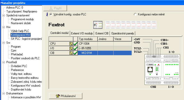 SW KONFIGURACE CIB SÍTĚ 1. ÚVOD Příručka má za cíl seznámit uživatele PLC Tecomat Foxtrot se SW konfigurací INELS CIB sítě v programovacím prostředí Mosaic.