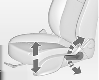 Sedadla, zádržné prvky 39 Poloha sedadla Opěradla Výška sedadla Zdvihněte rukojeť, posuňte sedadlo, uvolněte rukojeť.