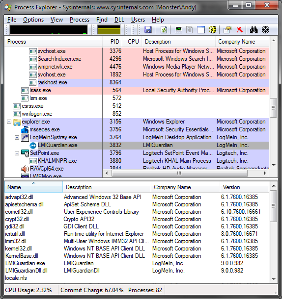 Obr. 2.8 Process Explorer 2.9 Process Hacker Process Hacker [15] je open source program, jehož projekt je hostován na serveru SourceForge.net.