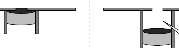 Mikrofon by měl být umístěn tak, aby mezi panelem zařízení a mikrofonem nebyla mezera (dutina zkresluje frekvenční charakteristiku. Obr. 2.2: Mikrofon umístěn správně (vlevo, tlum.