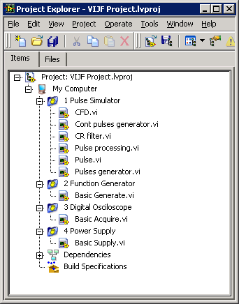 ... Obrázek 3: Okno LabVIEW projektu VIJF. 2.