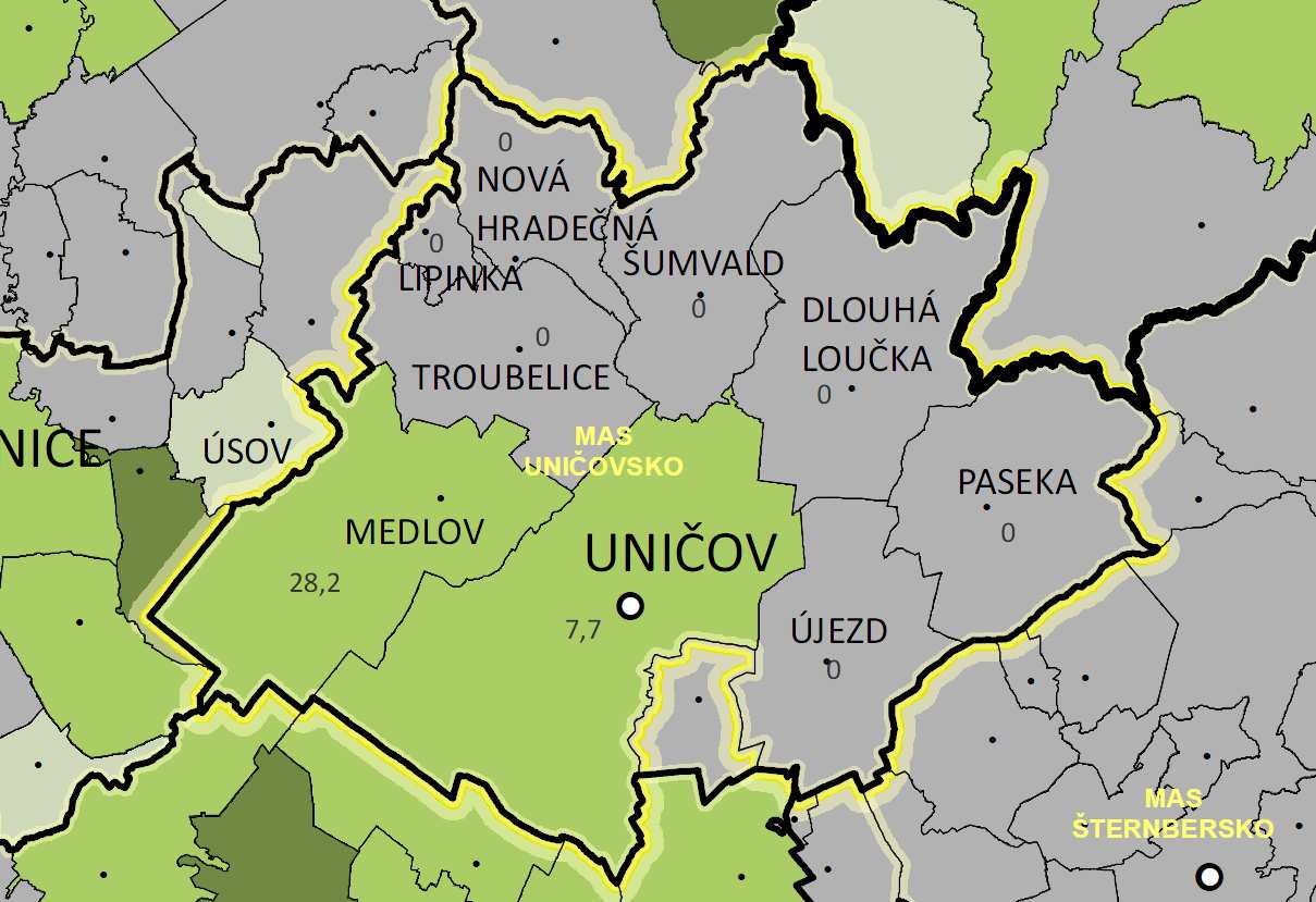 Speciální ochrana přírody Zvláště chráněná území Region MAS Uničovsko nemá vysoké zastoupení zvláště chráněných území v celkovém hodnoceném území, jak je patrné z obrázku dále.