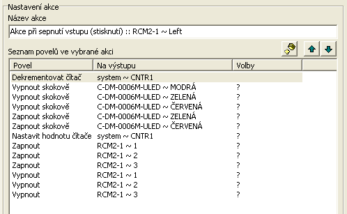 V Konfiguraci systému v ikoně Vstupy zvolíme funkci RESET (Press) a odklikneme Akce při sepnutí vstupu. Podle obr. 9.