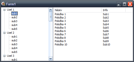 Za běhu lze přidat položky např. takto: procedure TForm1.FormCreate(Sender: TObject); lvitem: TListItem; // položka TListView i: Integer; tvitem: TTreeNode; // položka TTreeView j: Integer; lv1.items.