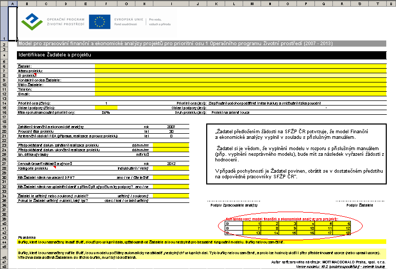 Obrázek 1: List Info Doba realizace konsolidovaného projektu, tzn.