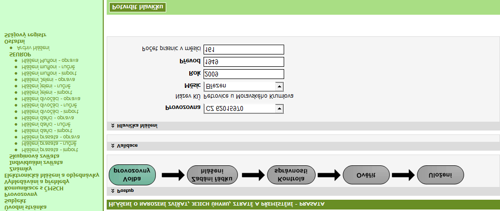 2.5. Ruční zápis hlášení pro skupinově evidovaná zvířata Po zvolení nabídky IZR > Elektronická hlášení a objednávky > skupinová zvířata > Hlášení pro daný druh zvířat - ručně se nabídne následující