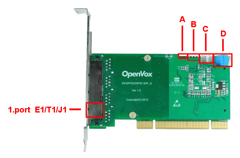 10 Instalace HW karty OpenVox - typ PRI D430E - PCI-E karta s čtyřmi porty E1/T1/J1 DE130P - PCI karta s jedním portem E1/T1/J1 osazeným hardwarovým echo cancellation modulem DE130E - PCI-E karta s