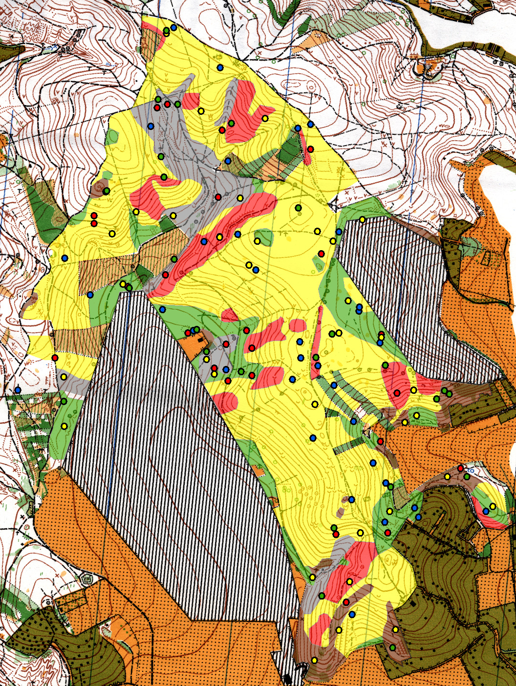 Obr. 19: Mapa rozmístění snímků s podkladem vymapovaných