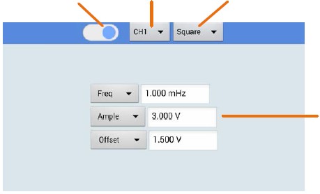 Menu Control Dotkněte se pro vstup do ovládacího rozhraní generátoru Ovládací rozhraní