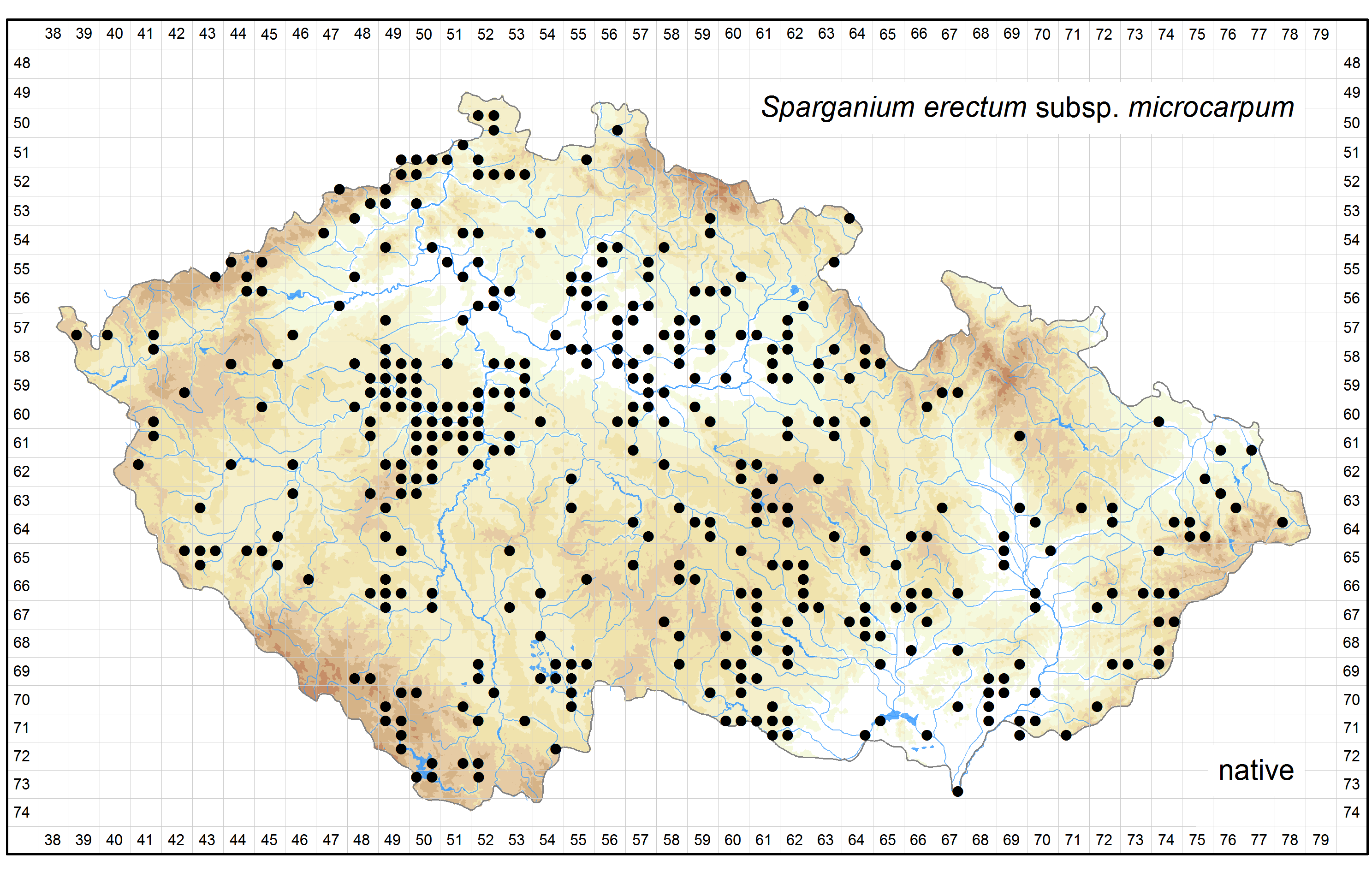 Distribution of Sparganium erectum subsp.