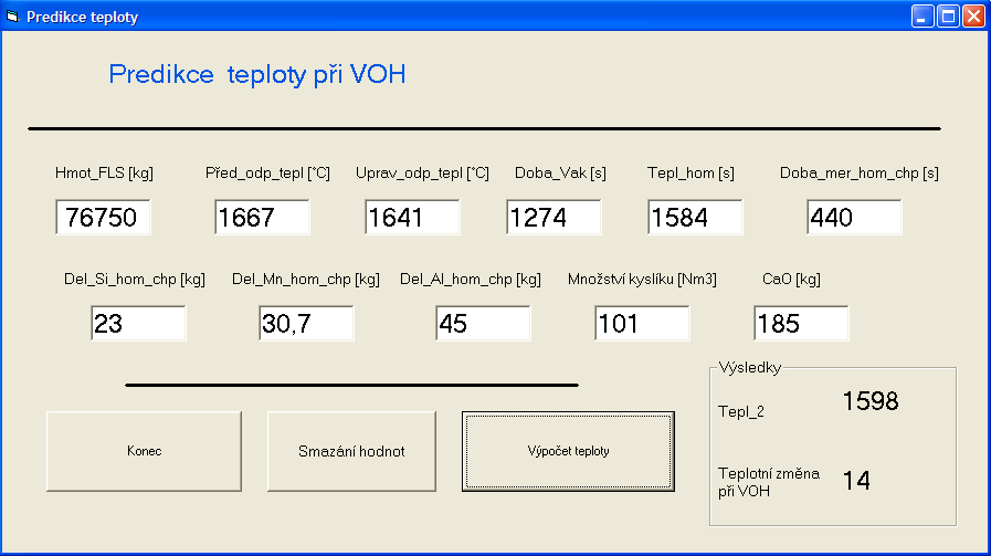 Pro vybranou umělou neuronovou síť, uvedenou výše, jsou porovnávací parametry a jejich hodnoty následující: SSE - (Sum of squared error) součet čtverců chyb n 2 SSE = (yi oi ) (5) i= 1 SSE =