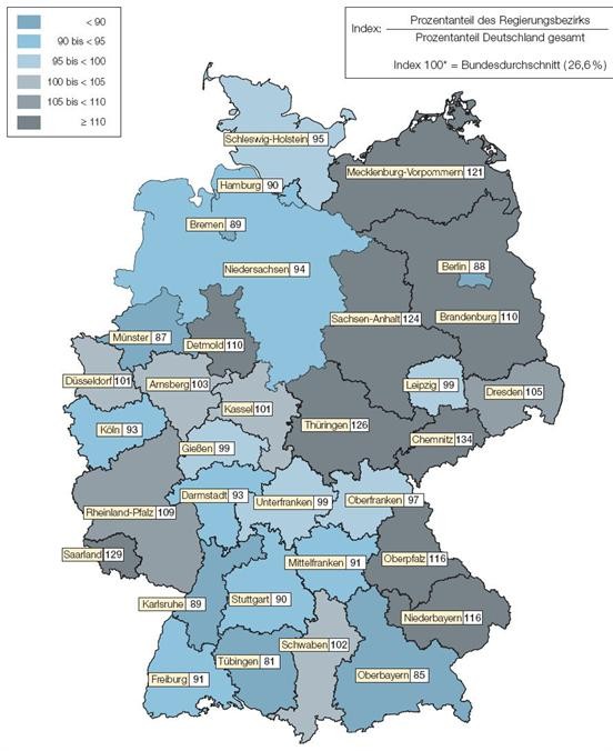 Specifickým administrativě-statistickým mezičlánkem je v Německu tzv. vládní presidentura (Regierungsbezirk), ležící na půli cesty mezi spolkovou zemí a okresem.