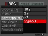 Pokročilé nastavení Následující nabídky můžete používat ke konfiguraci nejrůznějších nastavení fotoaparátu. Používání nabídek na displeji. Příklad ovládání nabídky 1. V režimu REC stiskněte [MENU].