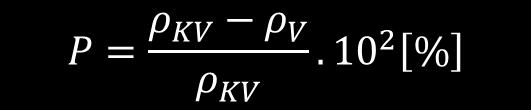 Objemová měrná hmotnost je definována jako hmotnost 1 m -3 plošné textilie (podle fyzikální definice - hustota) ρ V [kg.
