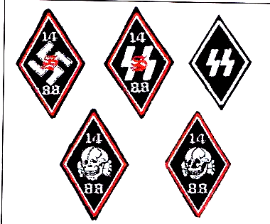 Obrázek 36. Symboly s číselnými znaky, čerpají z nacismu (Chmelík, 2000) Symbolika extremistických hnutí často čerpá ze symboliky severských států.