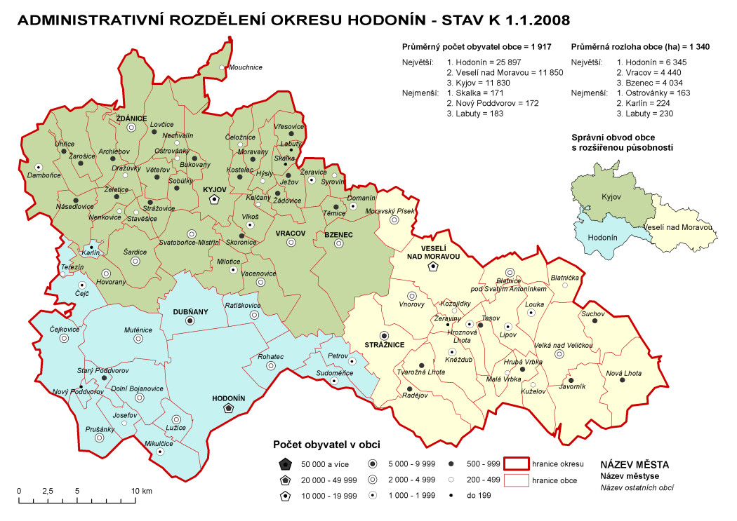 4. Charakteristika okresu Hodonín a Znojmo 4.1 Charakteristika okresu Hodonín Mapa č.