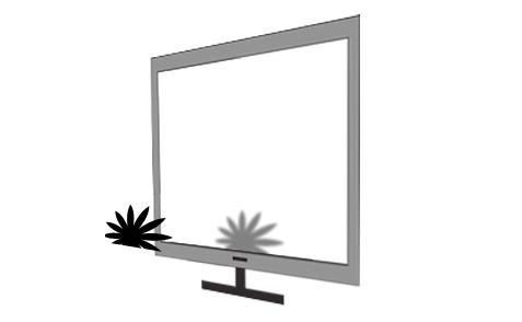 Obr. 4: Špatná pozice - objekt který leží před obrazovkou zasahuje do okrajů Pracovní postup: 1) Zapněte program TDS a proveďte správnou inicializaci kamer a zarovnání stereoskopického systému jako v