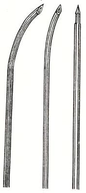 Vyplachovací kanyla pro ostium sinus maxillaris podle von Eickena Punkční a aspirační kanyla pro punkci čelistní dutiny infraturbinálně podle M.
