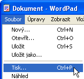 4 TISK Z WINDOWS ZÁKLADNÍ TISK Následující příklad popisuje, jak tisknout dokument z WordPad. Před zahájením tisku se ujistěte, že je ve stroji založen správný formát papíru pro tisk vašeho dokumentu.