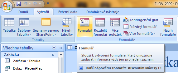 5.4 Formuláře, dotazy, sestavy Po vložení všech dostupných dat byly provedeny i některé operace, které poslouží jako přehled majiteli o stavu firmy a zároveň prověří konzistentnost vytvořené databáze.