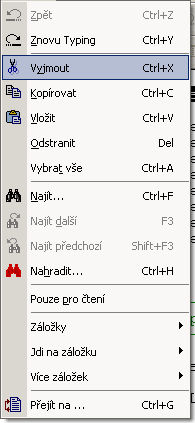 31 HypEd4 - Uživatelská příručka Tlacítko na nástrojové lište : Klávesová zkratka : "CTRL + X" Funkce :