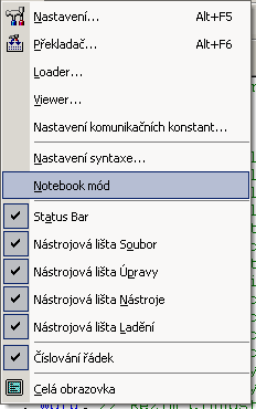 Editor zdrojových textů 74 V seznamu jsou uvedeny jednotlivé typy syntaktických elementů, jeho volbou a použitím tlačítek Pozadí a Text, nastavíte barvu textu a pozadí.