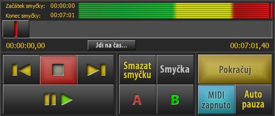 Sloupečky přehrávacího módu (Zámek projektu) zde si mohu vybrat sloupce, které budou zobrazeny v druhém a třetím řádku, toto nastavení se ukládá s projektem.