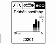 104 Přístroje a ovládací prvky Informační nabídka ECO s Stisknutím tlačítka MENU vyberte položku s.