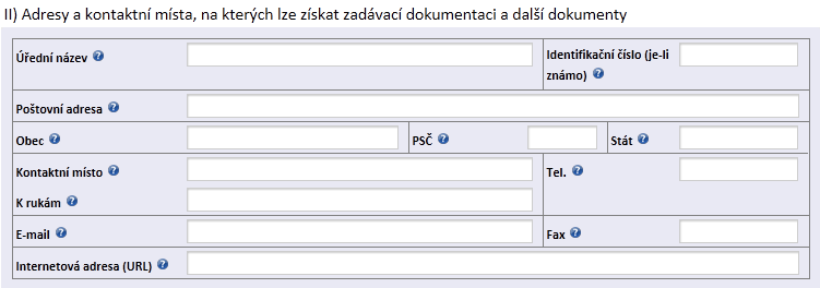 Internetová adresa (URL) Zadavatel uvede internetovou adresu, na které je možno získat další informace k veřejné zakázce (text, max. 255 znaků). URL nesmí obsahovat znak @.